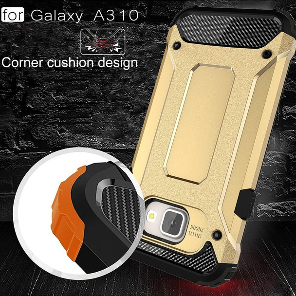 For Galaxy A3 (2016) / A310 Tough Armor TPU + PC Combination Case(Gold)