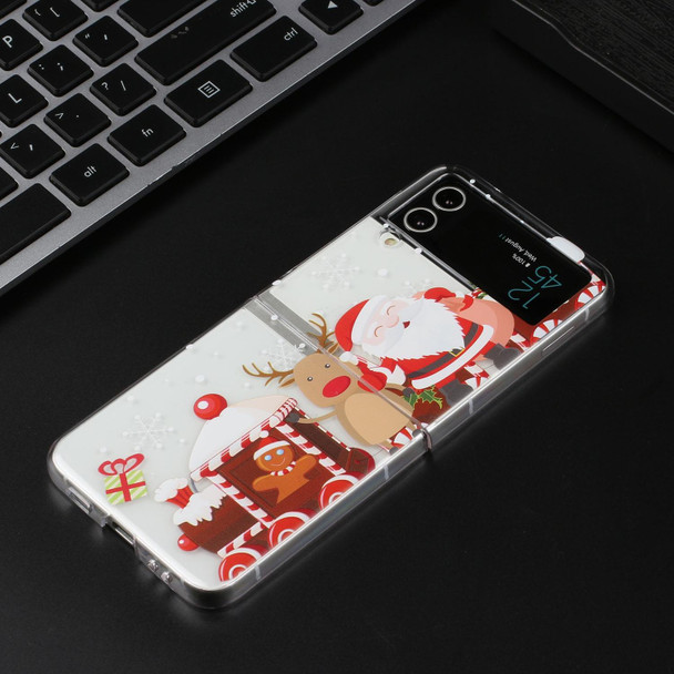 For Samsung Galaxy Z Flip 3 5G Foldable Christmas Colored Painting PC Phone Case(Christmas House)