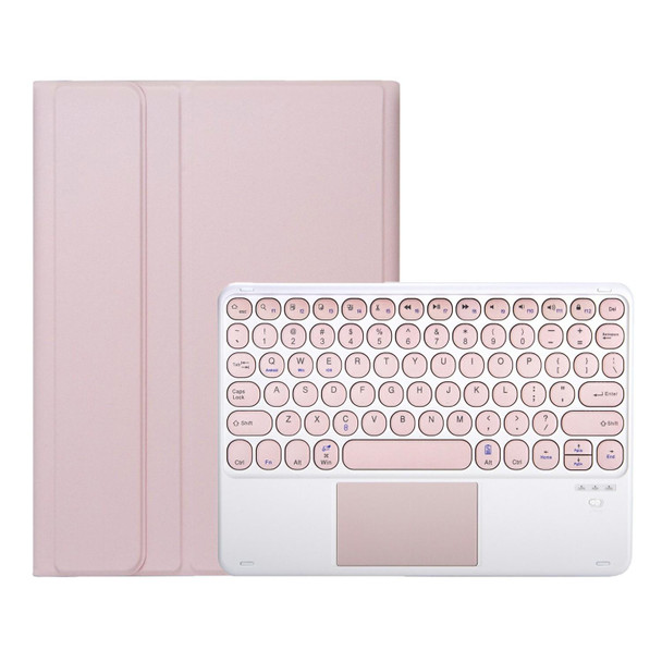 For iPad 10th Gen 10.9 2022 YA10B-A Lambskin Texture Bluetooth Touch Keyboard Leatherette Tablet Case with Pen Slot (Pink)