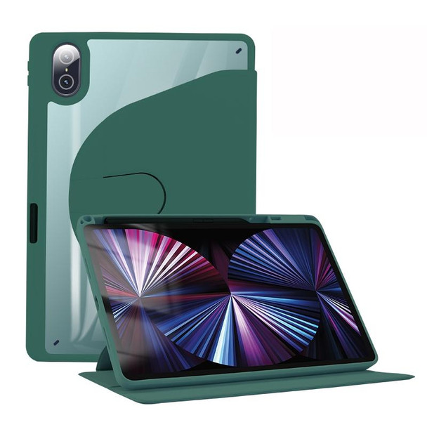 For Honor Tablet V7 Pro Acrylic 360 Degree Rotation Holder Tablet Leatherette Case(Emerald Green)