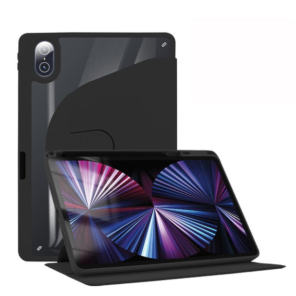 For Honor Tablet V7 Pro Acrylic 360 Degree Rotation Holder Tablet Leatherette Case(Black)
