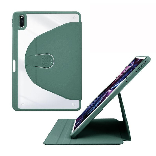 For Huawei MatePad 10.4 Acrylic 360 Degree Rotation Holder Tablet Leatherette Case(Emerald Green)