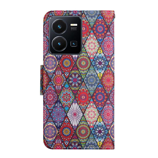 For vivo Y22s Colored Drawing Pattern Leather Phone Case(Diamond Kaleidoscope)