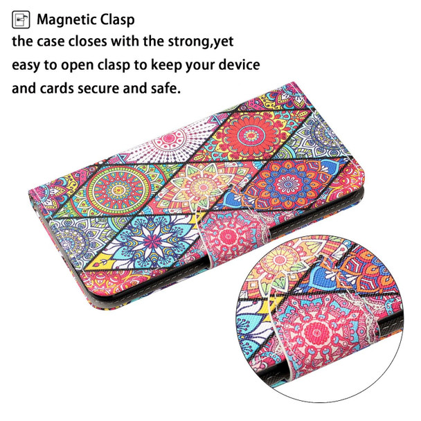 For vivo Y22s Colored Drawing Pattern Leather Phone Case(Diamond Totem)