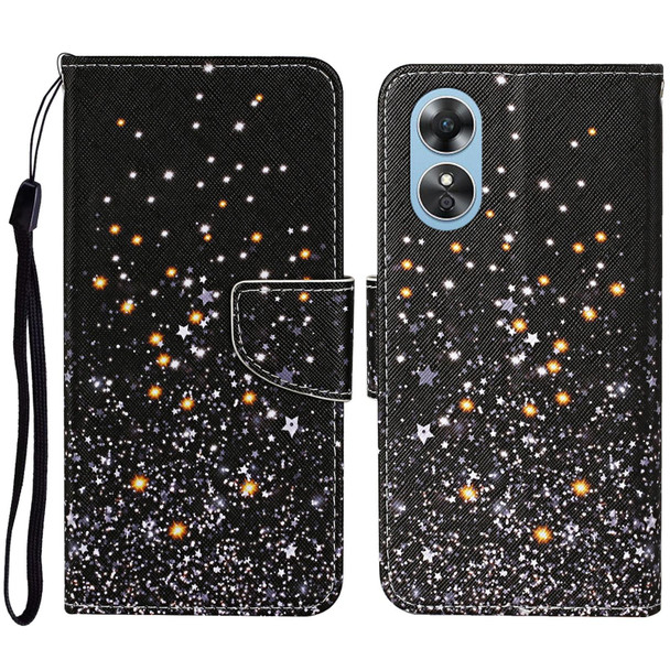 For OPPO A17 Colored Drawing Pattern Leatherette Phone Case(Black Pentagram)