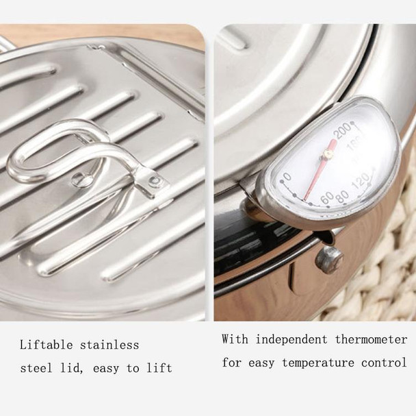 304 Stainless Steel Fryer Pot Household Temperature-controlled Multifunctional Thickening Pot, Size:20cm