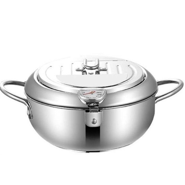 304 Stainless Steel Fryer Pot Household Temperature-controlled Multifunctional Thickening Pot, Size:20cm