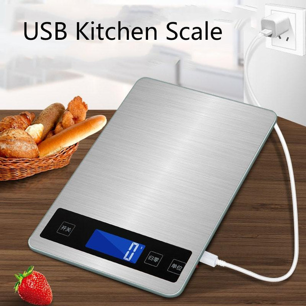 A10-1 Portable USB Kitchen Scale Household Food Baking Tea Quasi-Gram Weight Bench Scale, Specification: 15kg / 1g(White)