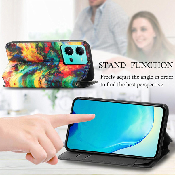 For vivo V25 CaseNeo Colorful Magnetic Leather Phone Case(Colorful Cloud)