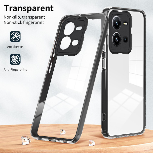 For vivo V25 5G / V25e 4G 3 in 1 Clear TPU Color PC Frame Phone Case(Black)