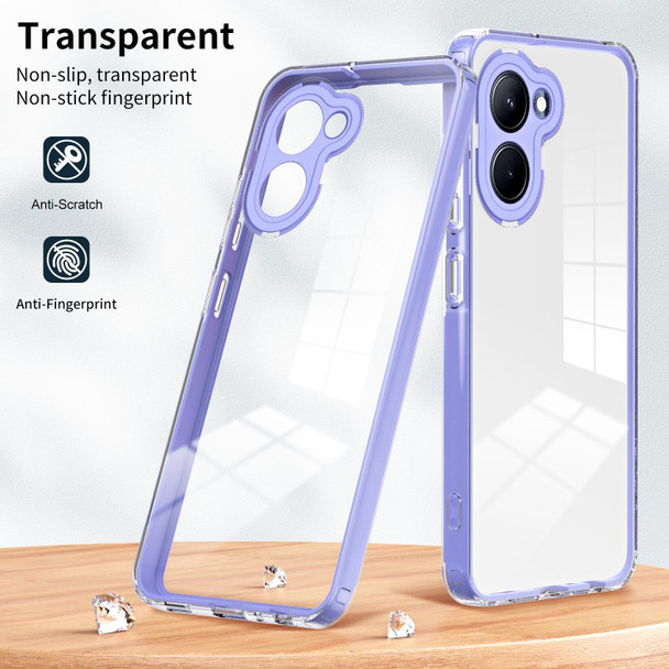 For Realme C33 3 in 1 Clear TPU Color PC Frame Phone Case(Purple)