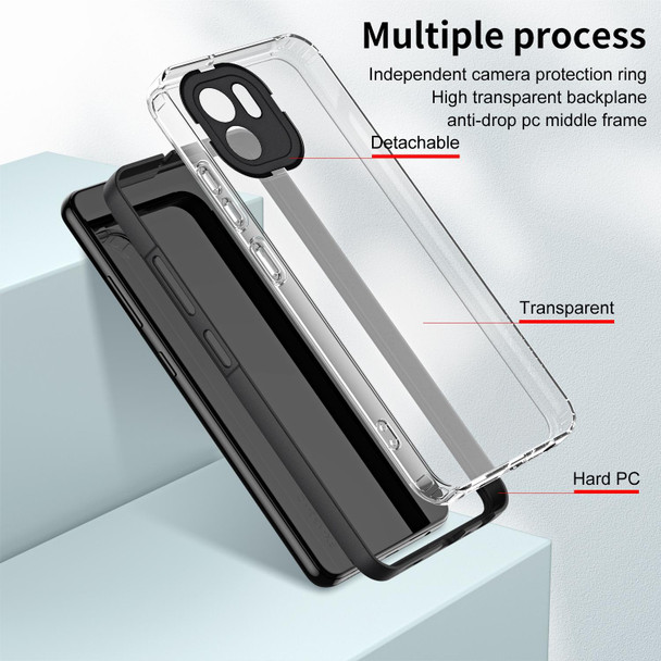 For Xiaomi Redmi A1 3 in 1 Clear TPU Color PC Frame Phone Case(Black)