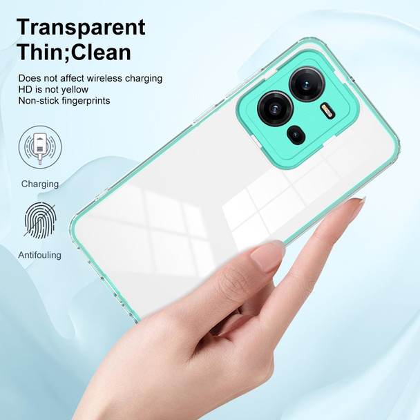 For vivo V25 5G / V25e 4G 3 in 1 Clear TPU Color PC Frame Phone Case(Light Green)