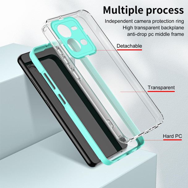 For vivo V25 5G / V25e 4G 3 in 1 Clear TPU Color PC Frame Phone Case(Light Green)