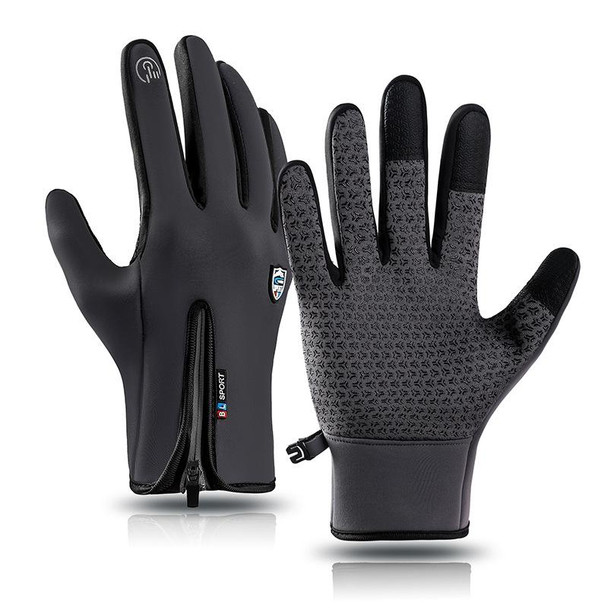 A045 Cycling Gloves Touch Screen Windproof Waterproof Sport Keep Warm Gloves, Size: L(Gray)