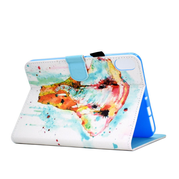 For iPad 10th Gen 10.9 2022 Colored Drawing Stitching Smart Leatherette Tablet Case(Watercolor Elephant)