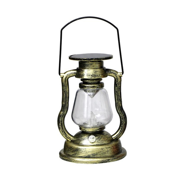 200802 Retro Solar Kerosene Lamp Shape Handheld Lamp Home Decor Flame Lamp(Gold)