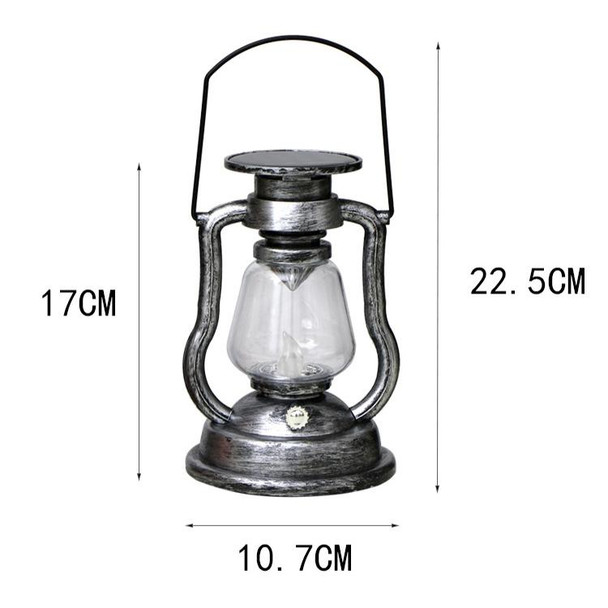 200802 Retro Solar Kerosene Lamp Shape Handheld Lamp Home Decor Flame Lamp(Rusty)