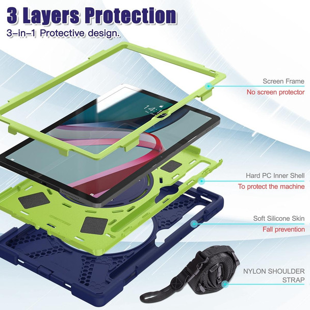 For Lenovo Pad Pro 2022 11.2 inch Silicone + PC Protective Tablet Case(Navy Blue Lime)