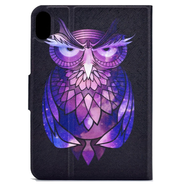 For iPad 10th Gen 10.9 2022 Electric Pressed Colored Drawing Smart Leatherette Tablet Case(Owl)