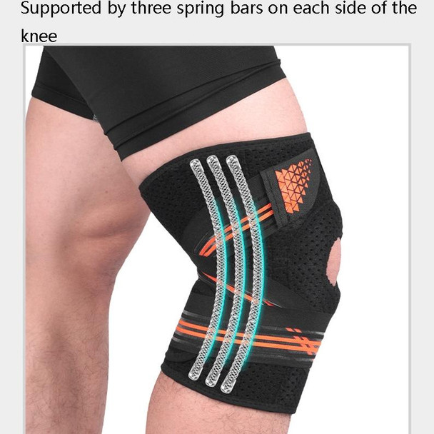 A Pair Sports Spring Supported Knee Brace Compression Protection Patella Riding Protective Gear, One Size(Black / Red)