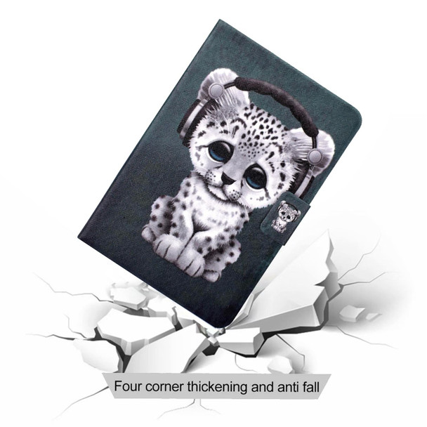 For iPad 10th Gen 10.9 2022 Electric Pressed Colored Drawing Smart Leatherette Tablet Case(Music Leopard)