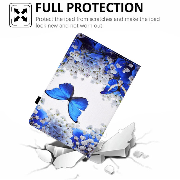 For iPad 10th Gen 10.9 2022 Colored Drawing Stitching Elastic Band  Smart Leatherette Tablet Case(Flower Butterfly)