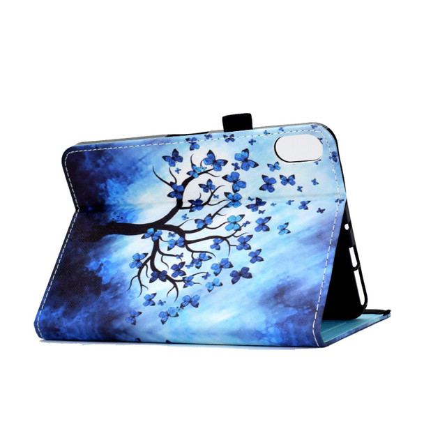 For iPad 10th Gen 10.9 2022 Colored Drawing Stitching Elastic Band  Smart Leatherette Tablet Case(Butterfly Tree)