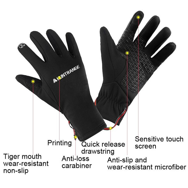 HUNTRANGE A037 Plus Velvet Sports Windproof Waterproof Touch Screen Riding Gloves, Size: L(Gray)