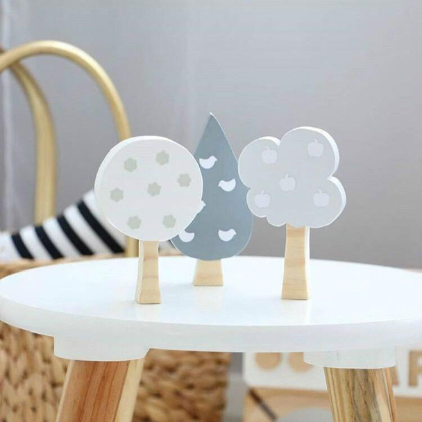 Wooden Tree Three-piece Set of Building Ornaments Photography Props Children Room Decoration(Set 1)