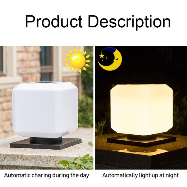 003 Solar Square Outdoor Post Light LED Waterproof Wall Lights, Size: 25cm (Warm Light)