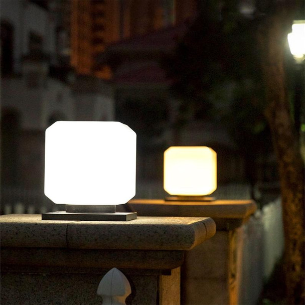 003 Solar Square Outdoor Post Light LED Waterproof Wall Lights, Size: 25cm (Warm Light)