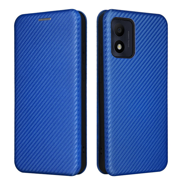 For Alcatel 1B 2022 Carbon Fiber Texture Flip Leatherette Phone Case(Blue)