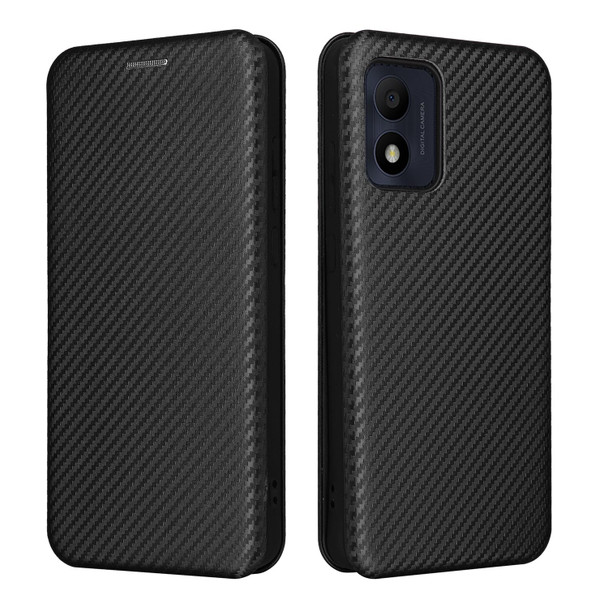 For Alcatel 1B 2022 Carbon Fiber Texture Flip Leatherette Phone Case(Black)