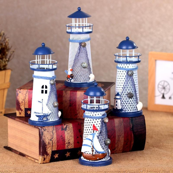 2 PCS Mediterranean Style Flashing Ocean Tin Lighthouse Home Decoration Crafts, Style Random Delivery M1021 Large 30cm