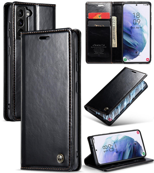 For Samsung Galaxy S21 5G CaseMe 003 Crazy Horse Texture Leatherette Phone Case(Black)