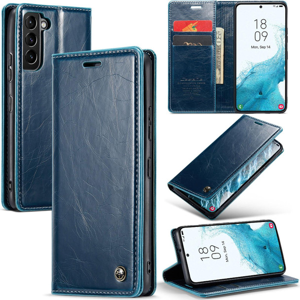 For Samsung Galaxy S22+ 5G CaseMe 003 Crazy Horse Texture Leatherette Phone Case(Blue)