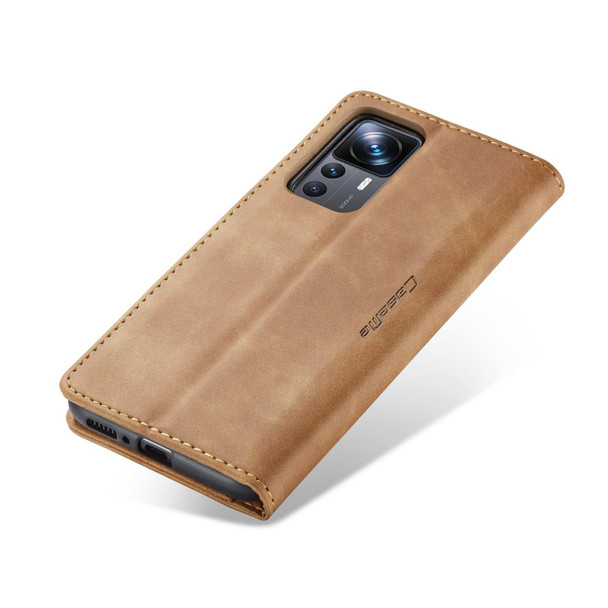 For Xiaomi 12T / 12T Pro CaseMe 013 Multifunctional Horizontal Flip Leather Phone Case(Brown)