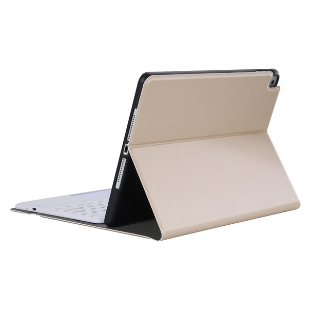 YA11B-A 2021 Detachable Lambskin Texture Round Keycap Bluetooth Keyboard Leather Tablet Case with Touch Control & Pen Slot & Stand - iPad Pro 11 (2021)(Gold)