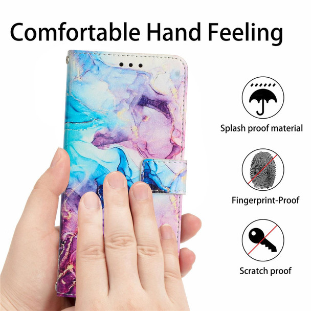 Crossbody Painted Marble Pattern Leatherette Phone Case For OnePlus Nord N20 5G/OPPO A96 5G/Reno7 Z 5G Global/F21 Pro 5G Global/Reno7 Lite Global/Reno8 Lite Global/Reno8 5G Global/F21s Pro 5G Global(Pink Purple)