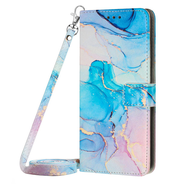 For OnePlus Ace 5G/10R Crossbody Painted Marble Pattern Leatherette Phone Case(Pink Green)