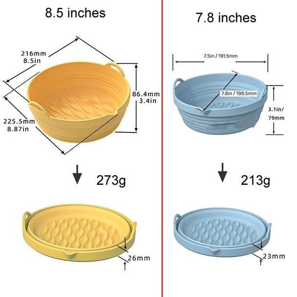 Air Fryer Silicone Baking Tray Folding Cake Baking Tray Baking Pad, Size: 7.8 Inches(Yellow)