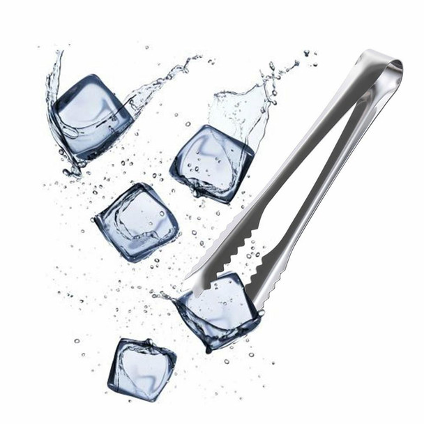 2 PCS Stainless Steel Light Body Small Sugar Clip Cube Sugar Clip Thickened Ice Clip, Specification:9 Inches Black Handle