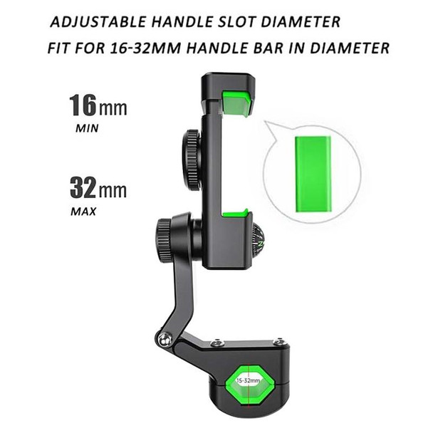 Motorcycle Spherical Compass Phone Holder, Handlebar with Light (Black)