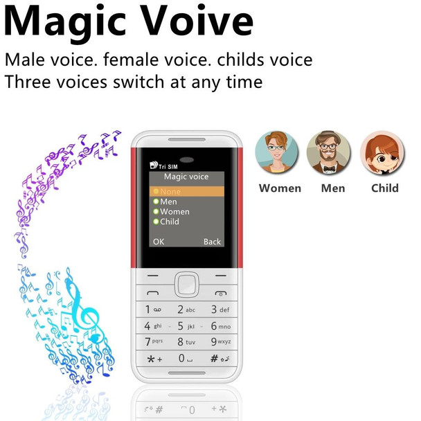 SERVO BM5310 Mini Mobile Phone, English Key, 1.33 inch, MTK6261D, 21 Keys, Support Bluetooth, FM, Magic Sound, Auto Call Record, GSM, Triple SIM (White)