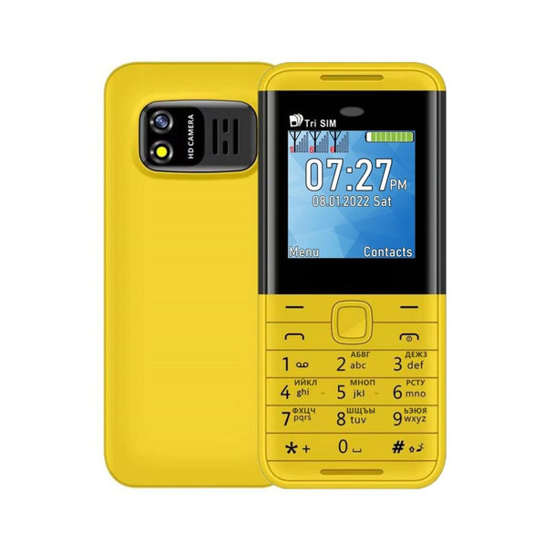 SERVO BM5310 Mini Mobile Phone, Russian Key, 1.33 inch, MTK6261D, 21 Keys, Support Bluetooth, FM, Magic Sound, Auto Call Record, GSM, Triple SIM (Yellow)