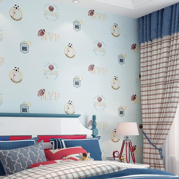 0.53 x 3m 3D Stars Moon Self-Adhesive Wallpaper Mediterranean Children Wall Sticker(3001 Light Blue)