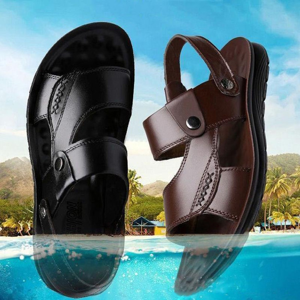 Non-slip Outer Wear Dual-use Sandals Slippers Men Casual Beach Shoes, Size: 43(Black)