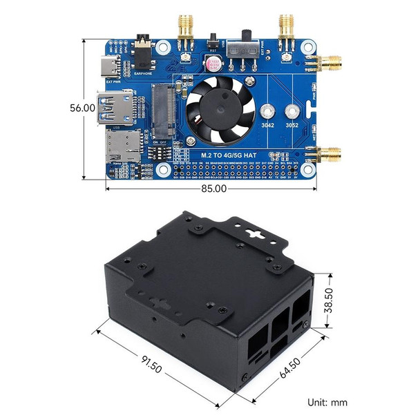 Waveshare SIM8262E-M2/SIM8202G-M2 5G HAT Multi-band For Raspberry Pi