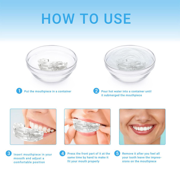 Dental Tray Adjustable Bite Sleep Aid Anti-Snoring Teeth Whitening Sports Braces(White)